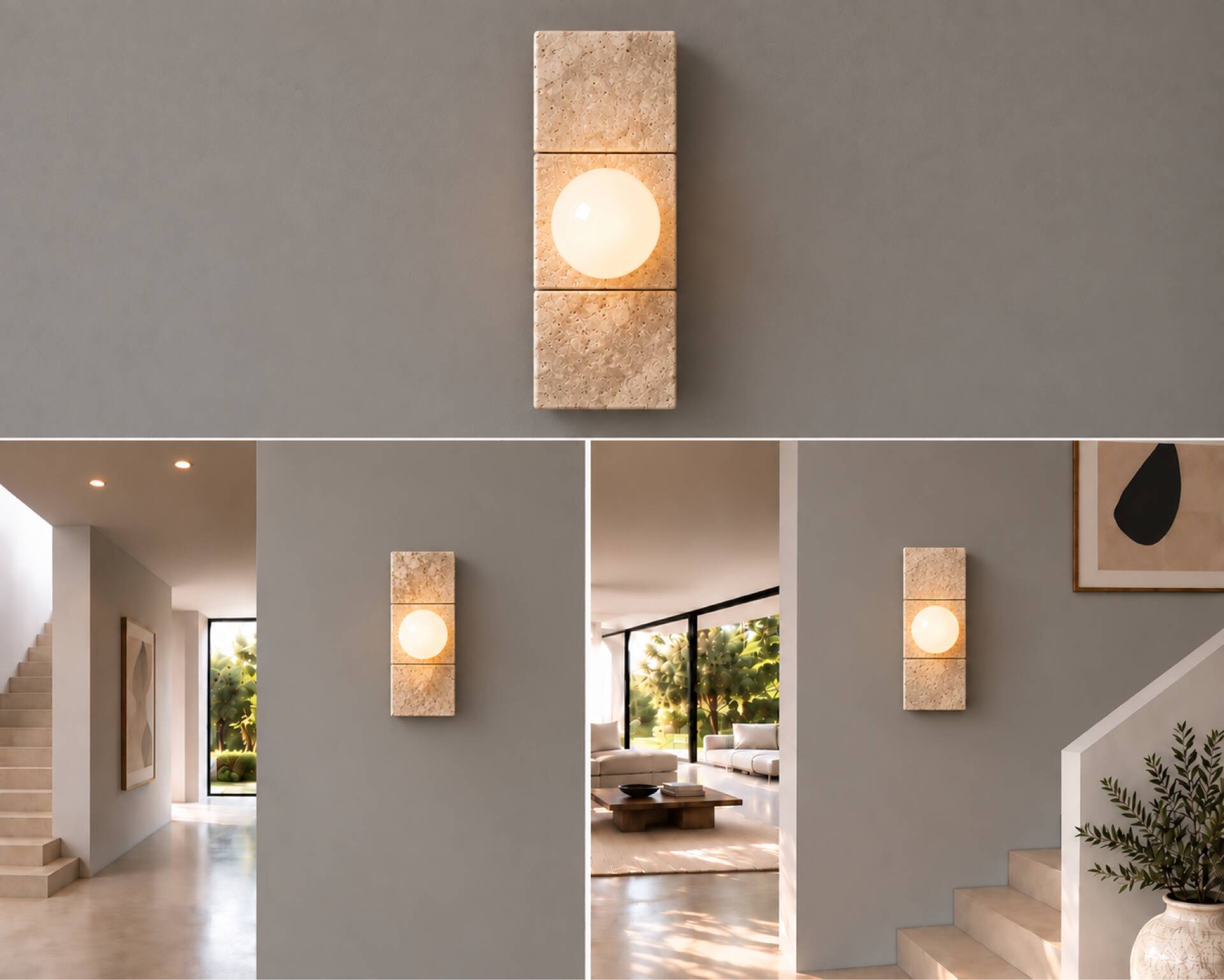Wall light in travertine