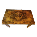Walnut burl frieze table