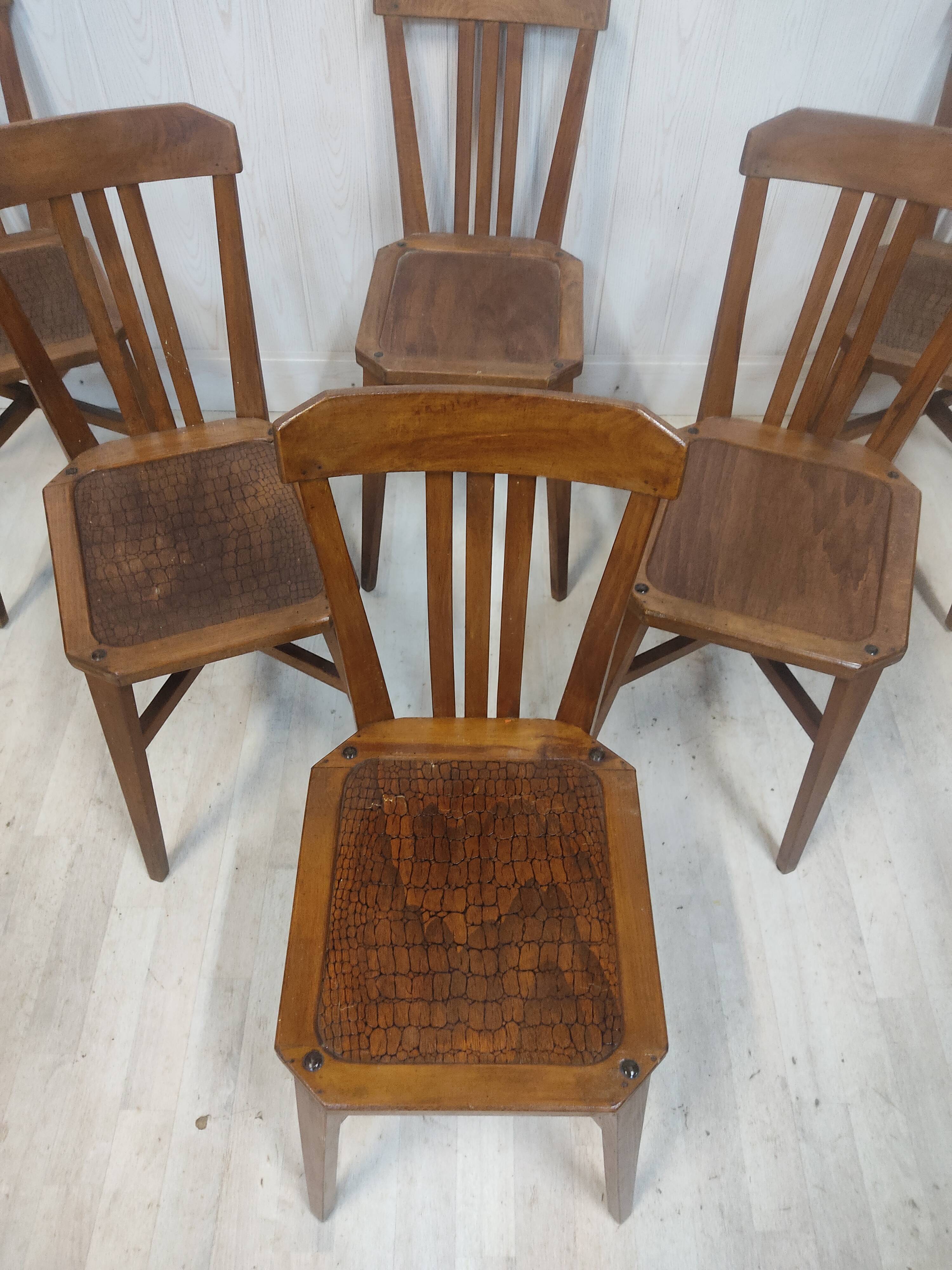 Set of 6 antique bistro chairs