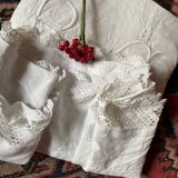 Monogram linen sheet, late 19th century.