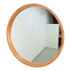 Large Mid-Century Round Pine Mirror, Denmark, 1960s