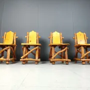 Vintage brutalist dining chairs, set of 4 - 1960s