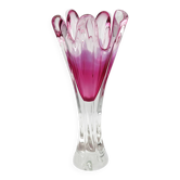 XXL vase 37cm Josef Hospodka Chribska Bohème Glass Magenta 1960
