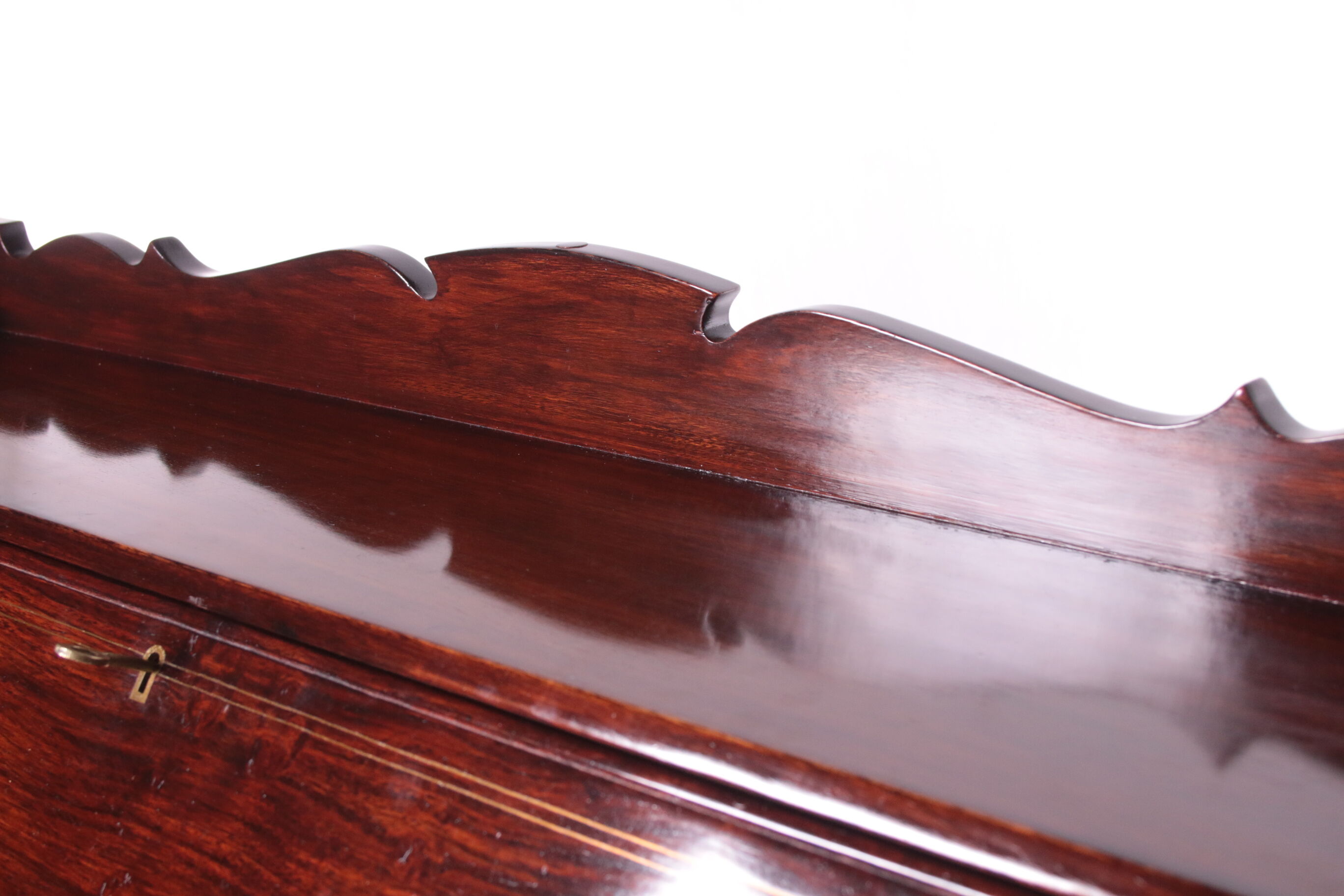 English Mahogany Desk Queen Anne Style, 1970s
