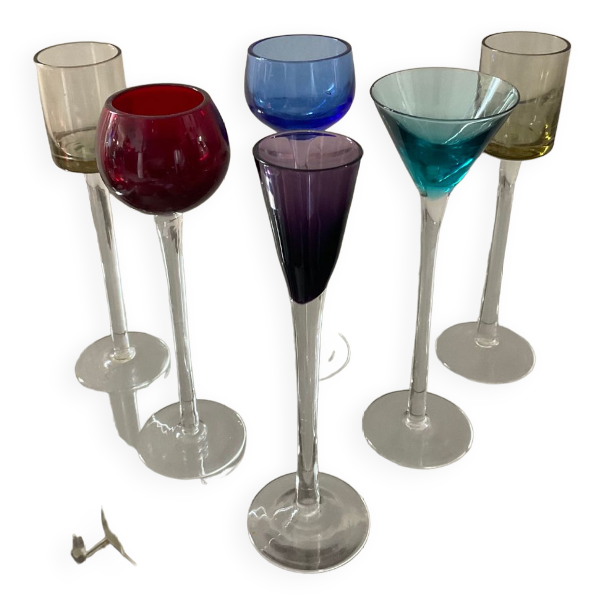 Series of 6 vintage stemmed glasses