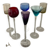 Series of 6 vintage stemmed glasses