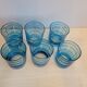 6 glasses of colour-cut blue whisky cups