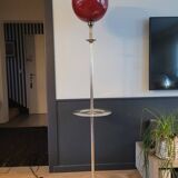 Floor lamp with tray and opaline glass globe