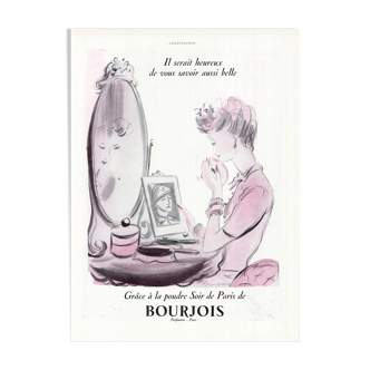 Affiche vintage originale années 30 Bourjois Paris Parfum 30x40cm