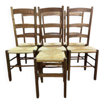 6 high-backed straw chairs