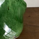 1960s Biot glazed earthenware salad bowl with XL green scalloped edges