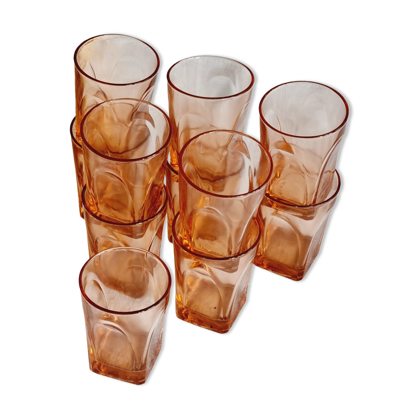 Lot de 11 verres à eau en verre rose