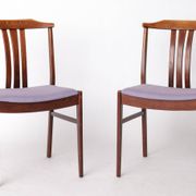 Pair of Vintage Swedish Chairs by LBG Group – 1970s Beech & Purple Fabric