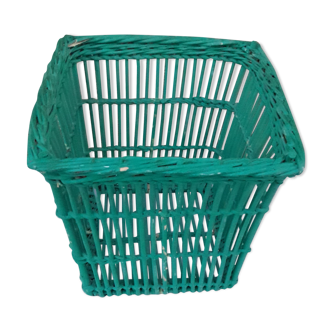 old green wicker paper basket