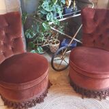 Pair of velvet toad chairs