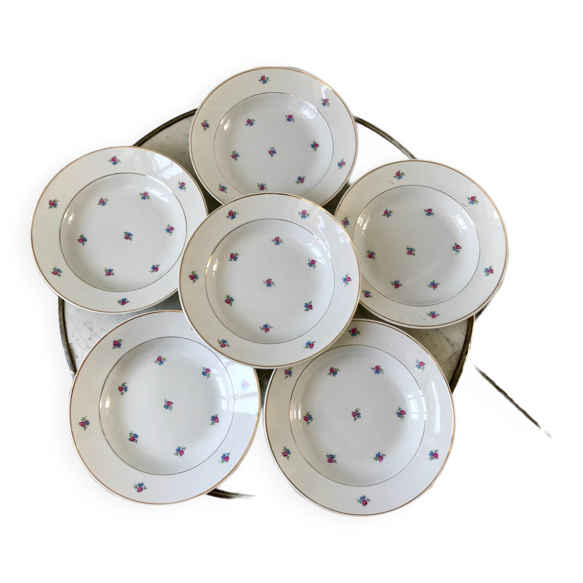 set of 6 hollow plates Digoin Sarreguemines model Floréal years 50-60