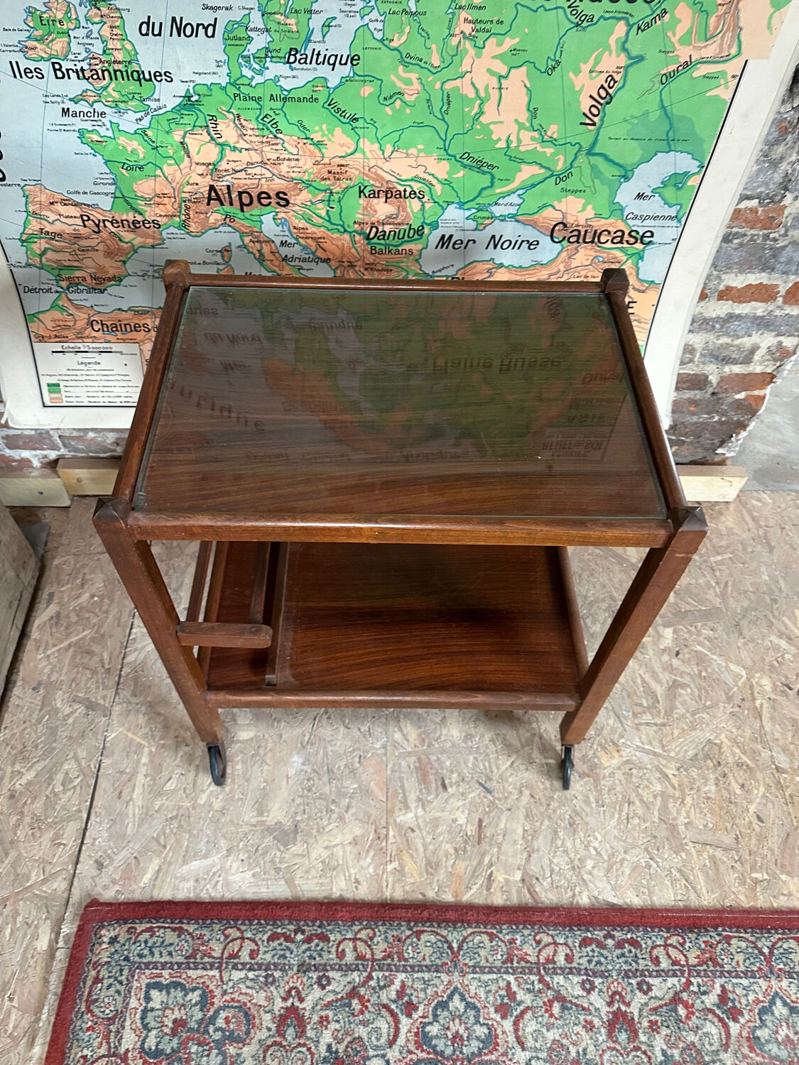 Bar - antique serving trolley on wheels