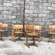 Series of 10 casala children's chairs in vintage light wood