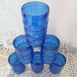 6 verres anciens bleu cobalt