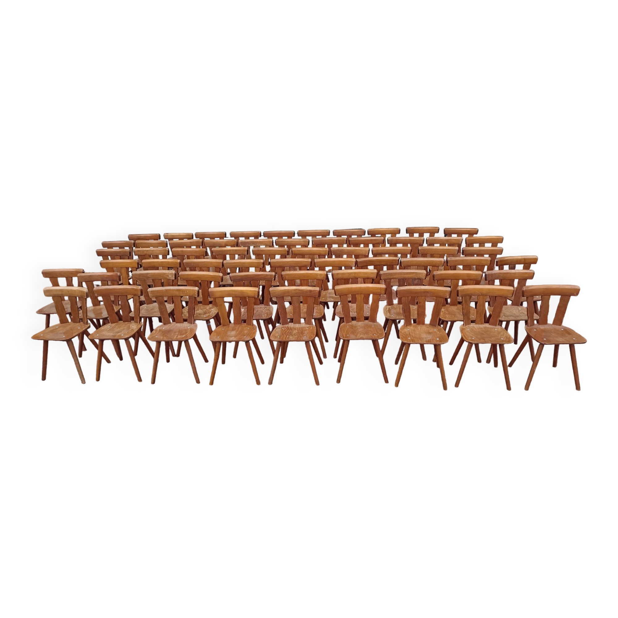 Set of 60 bistro cafe bar restaurant chairs - wood - vintage