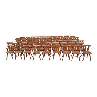 Set of 60 bistro cafe bar restaurant chairs - wood - vintage