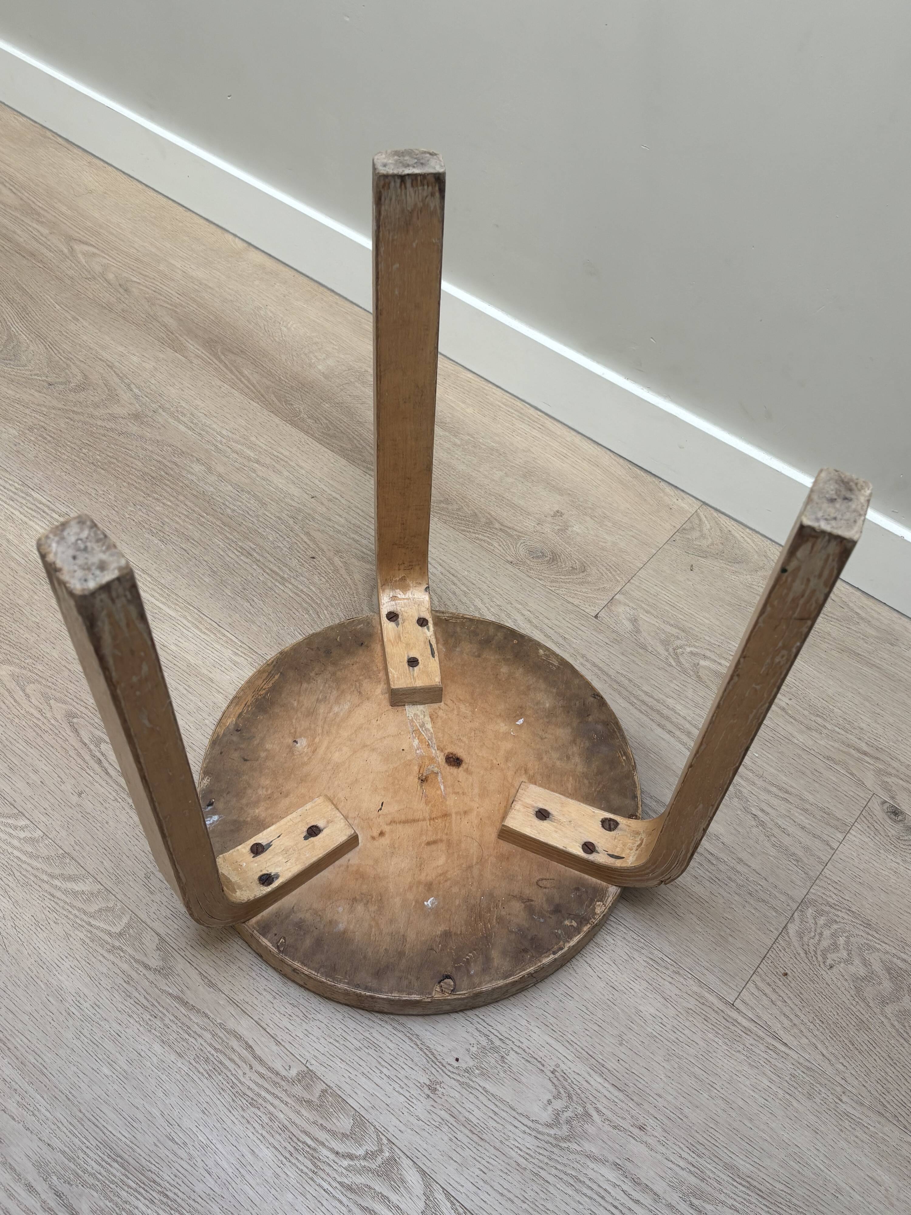 Alvar Aalto Artek Stool 60 Finland 1950s Vintage Birch Original Patina
