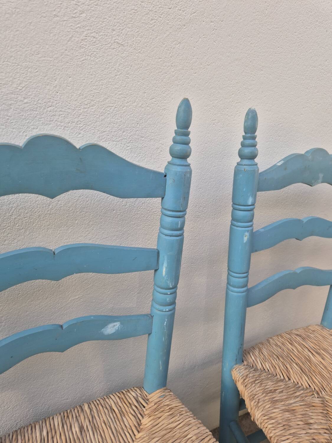 Set of 4 Provencal style straw chairs, old country house