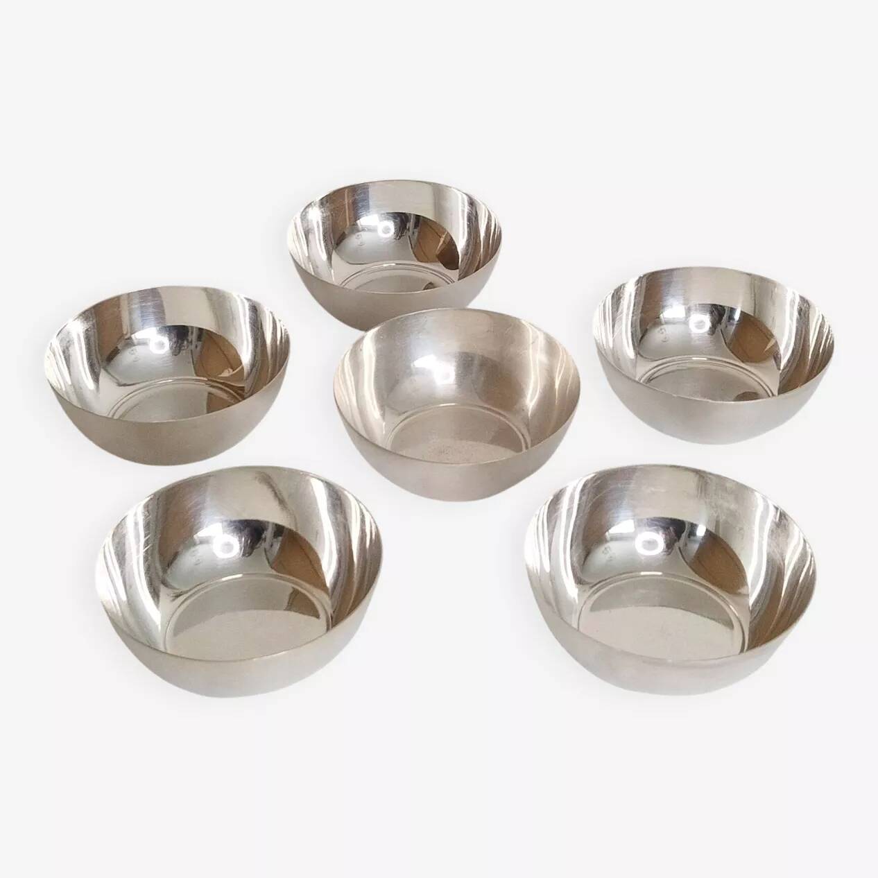Silver-plated metal cups, ice cream or sorbet cups