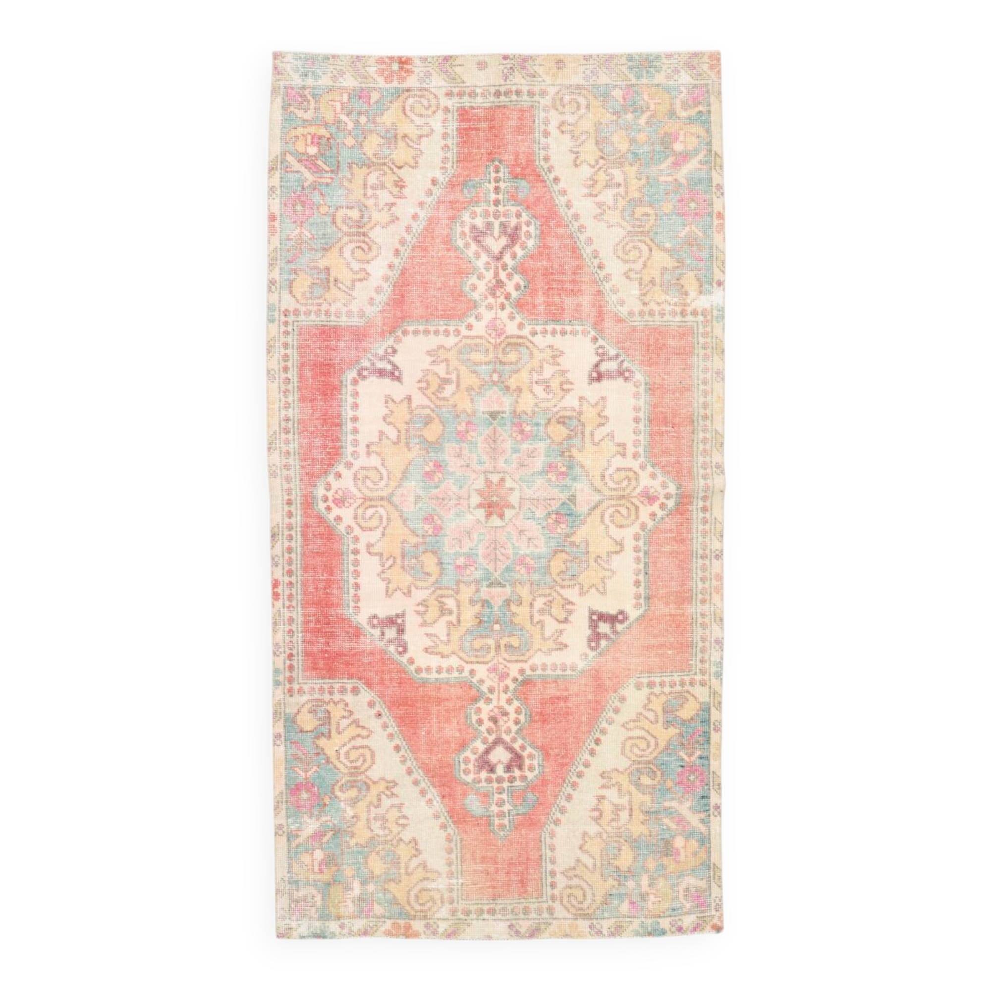 4x7 Red Madallion Turkish Rug 117x225Cm SK 22422