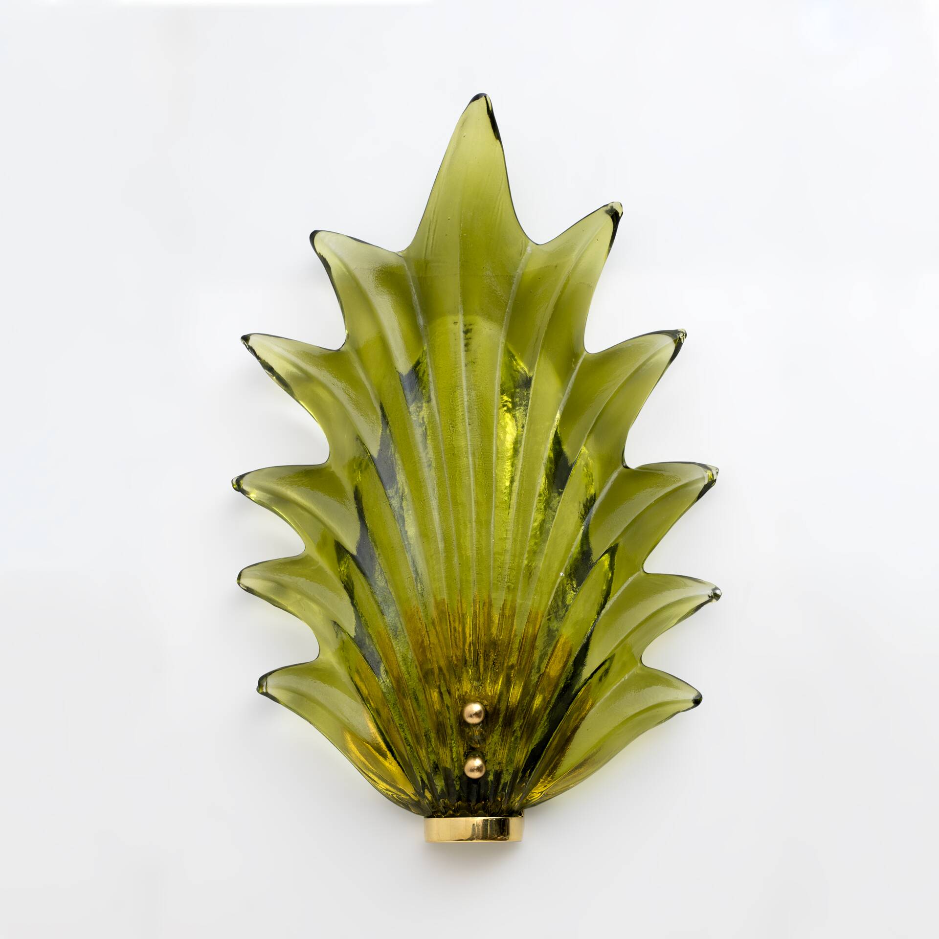 Paire d'appliques murales Barovier & Toso style moderne italien en verre de Murano à motif de feuilles