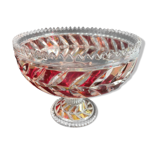 Coupe sur pied art déco, cristal soufflé, moulé et coloré