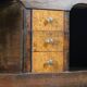 Vintage wooden and marble console table – classic style curved legs, 1950s