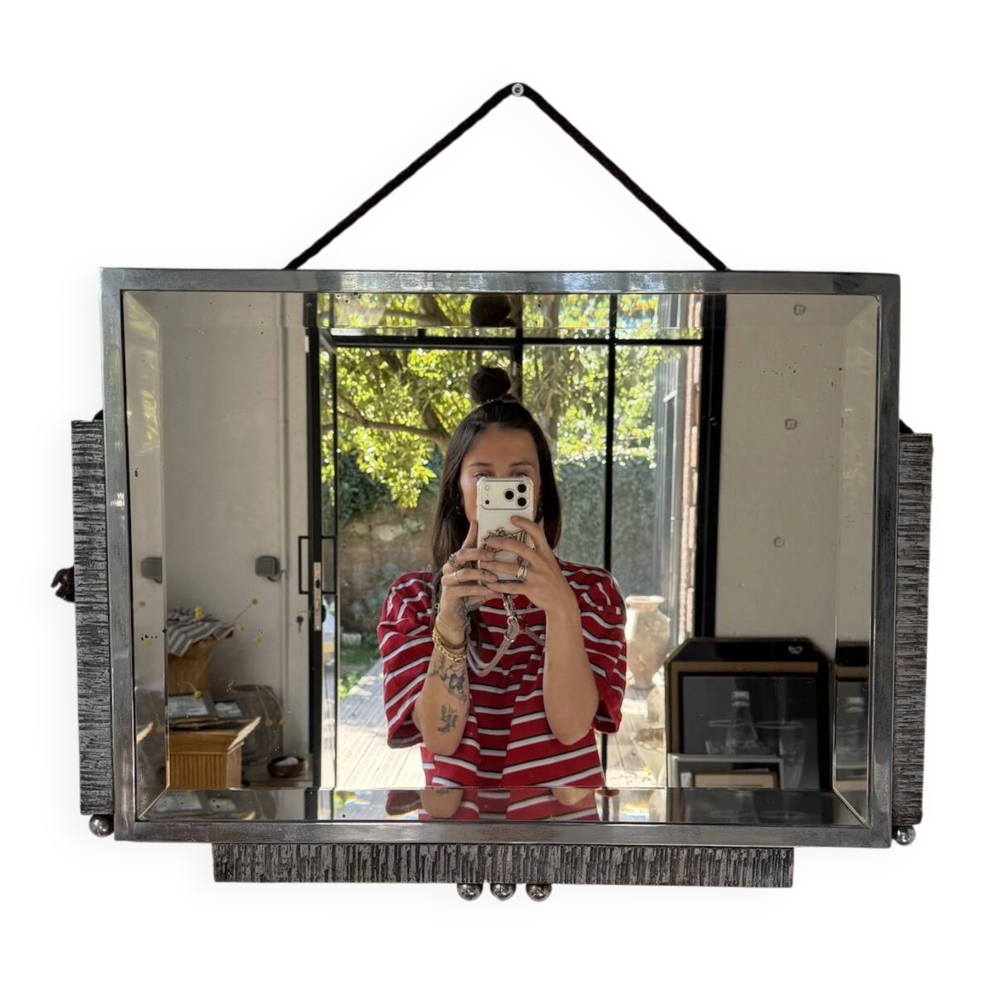 Art Deco silver-plated metal mirror 1930