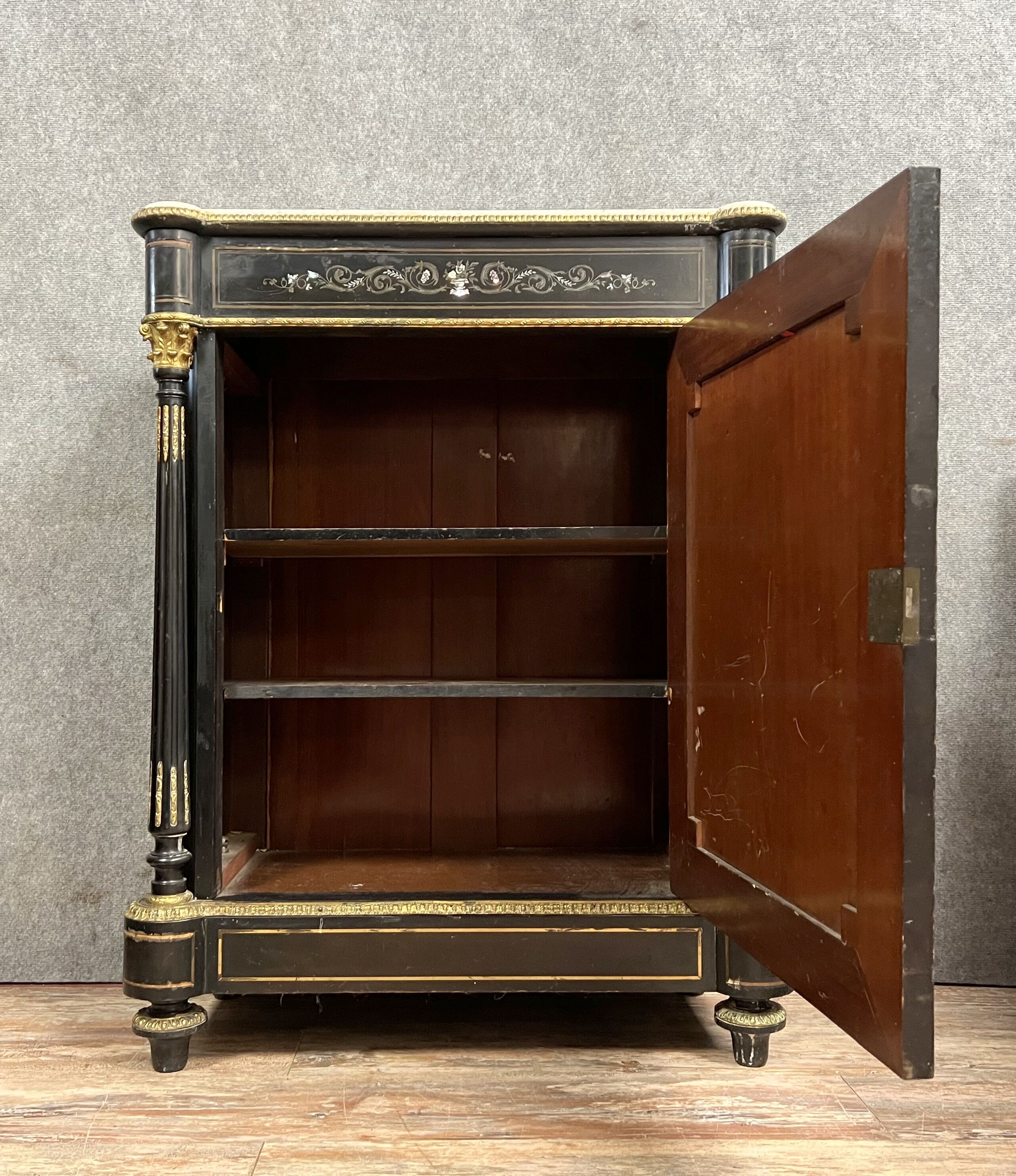 Superb support furniture Boulle era Napoleon III lacquered black around 1850