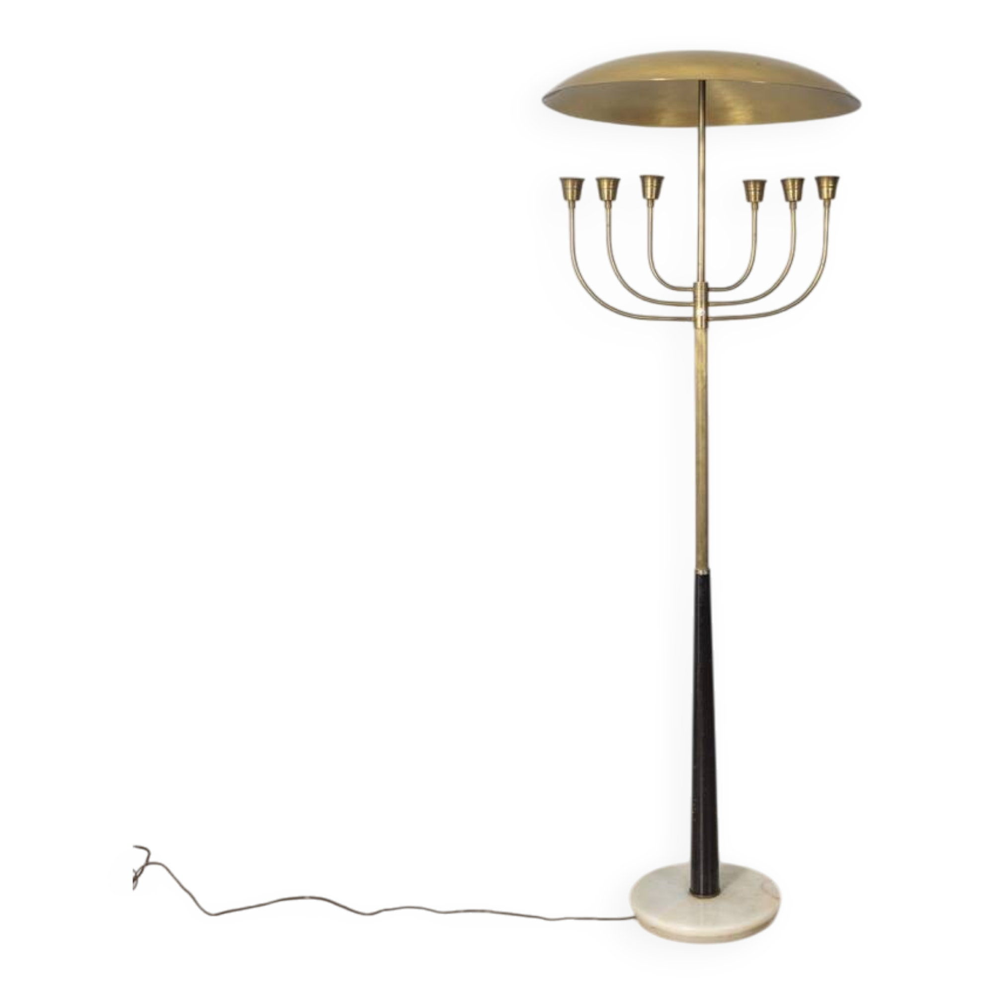 Lampadaire vintage des années 50 en onyx et laiton doré design italien