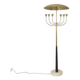 Lampadaire vintage des années 50 en onyx et laiton doré design italien