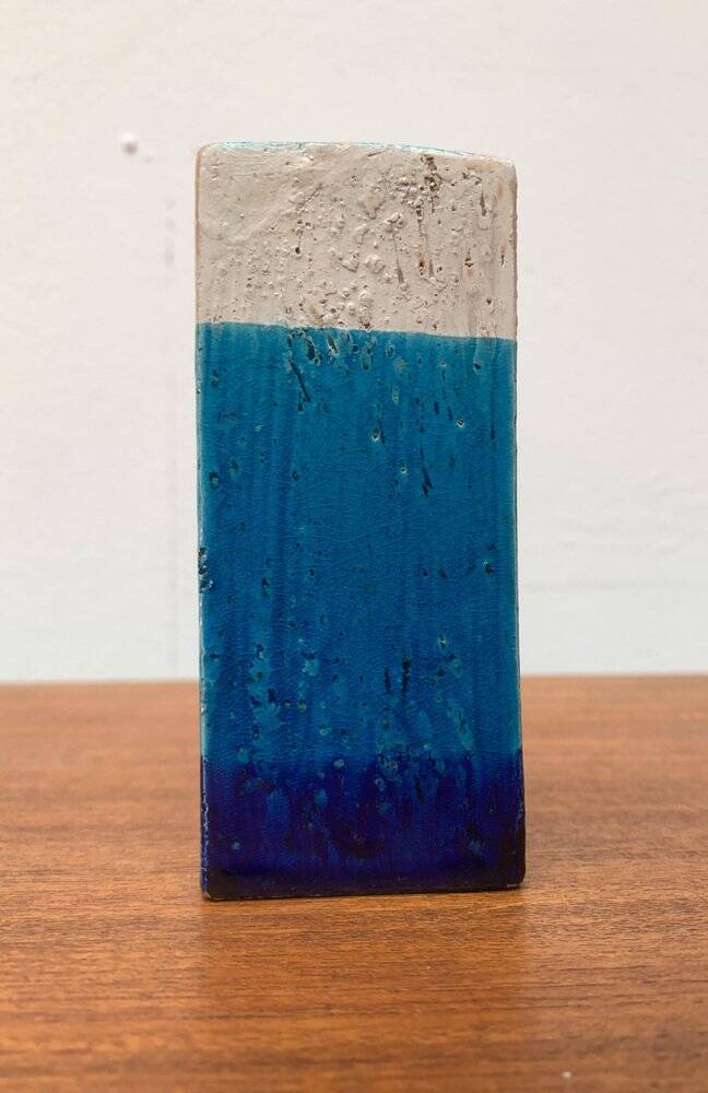 Mid-century Italian blue and white minimalist vase by Bitossi, 1960s.
