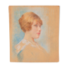 Pastel portrait on vintage cardboard