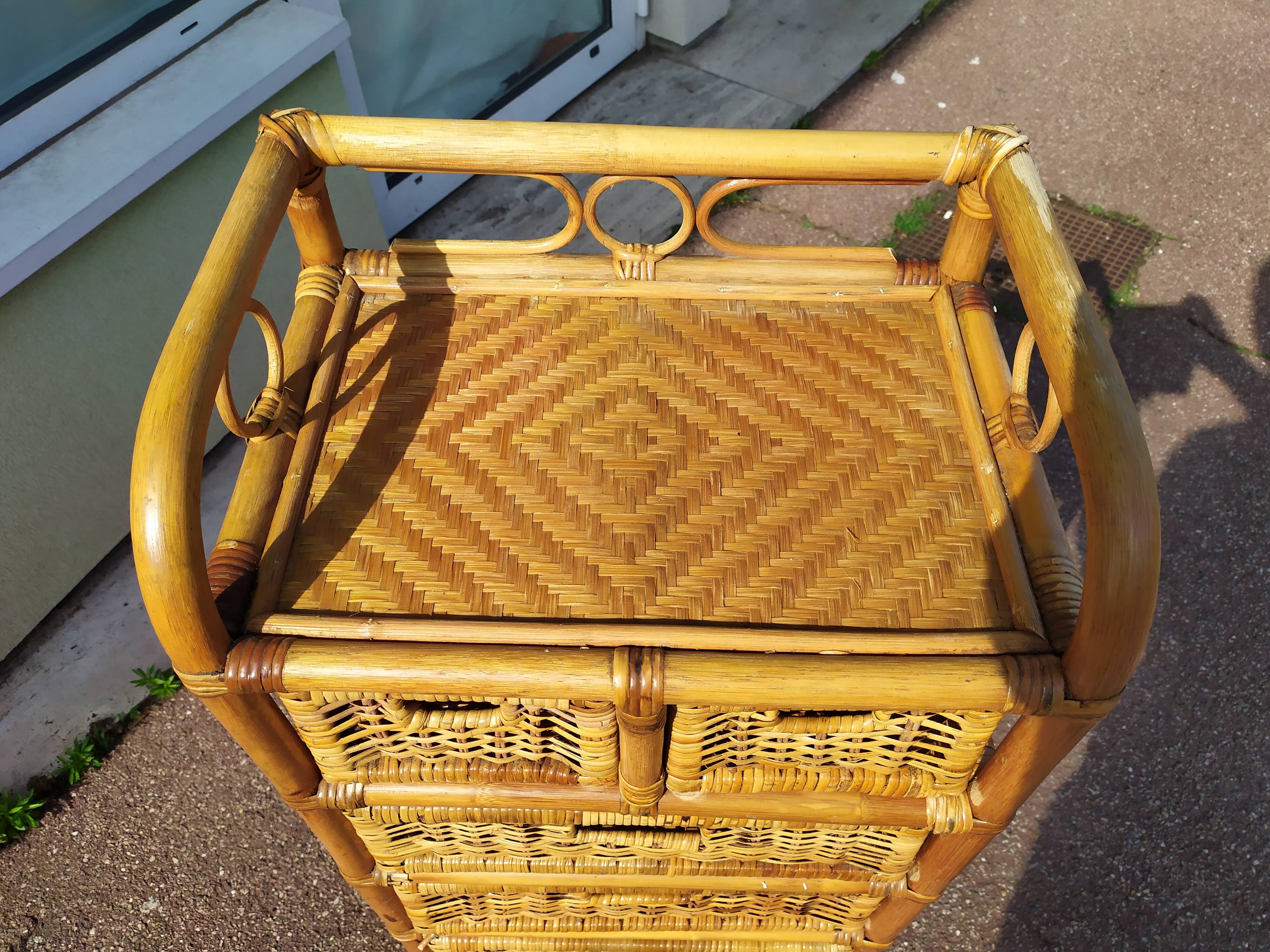 Chest of Drawers 6 Rattan Drawer - Vintage