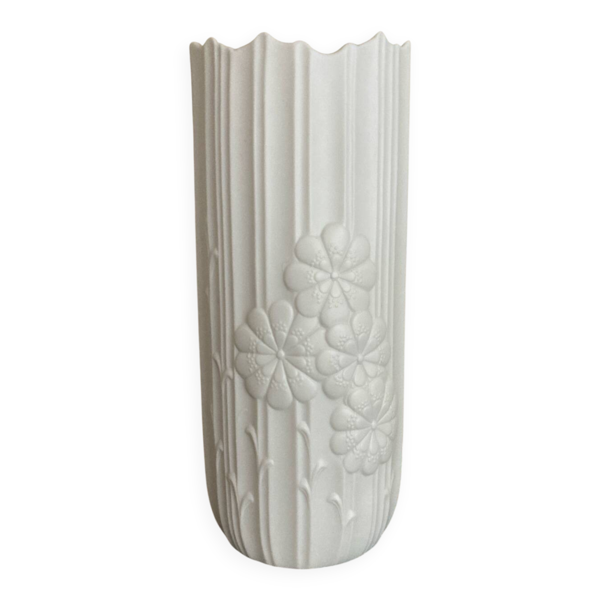 White biscuit vase by Kaiser by M. Frey