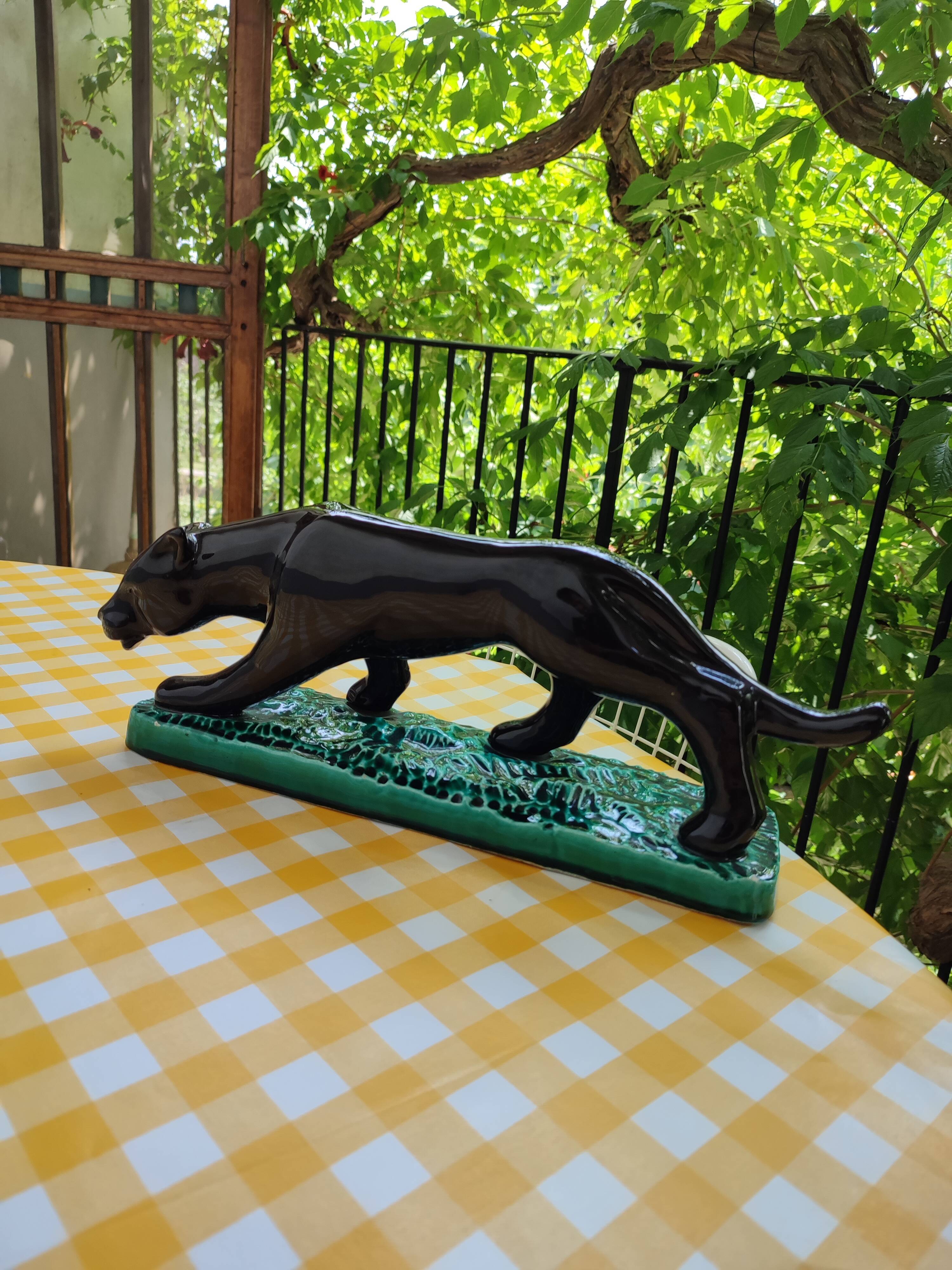 Black panther in ceramic Vallauris