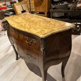 Curved chest of drawers with marquetry and marble