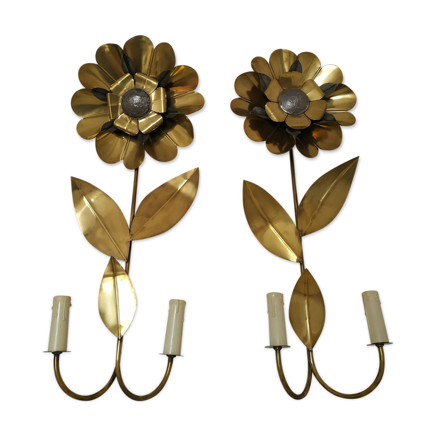 Pair of wall light 70s flower