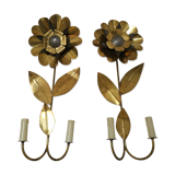Pair of wall light 70s flower