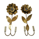 Pair of wall light 70s flower