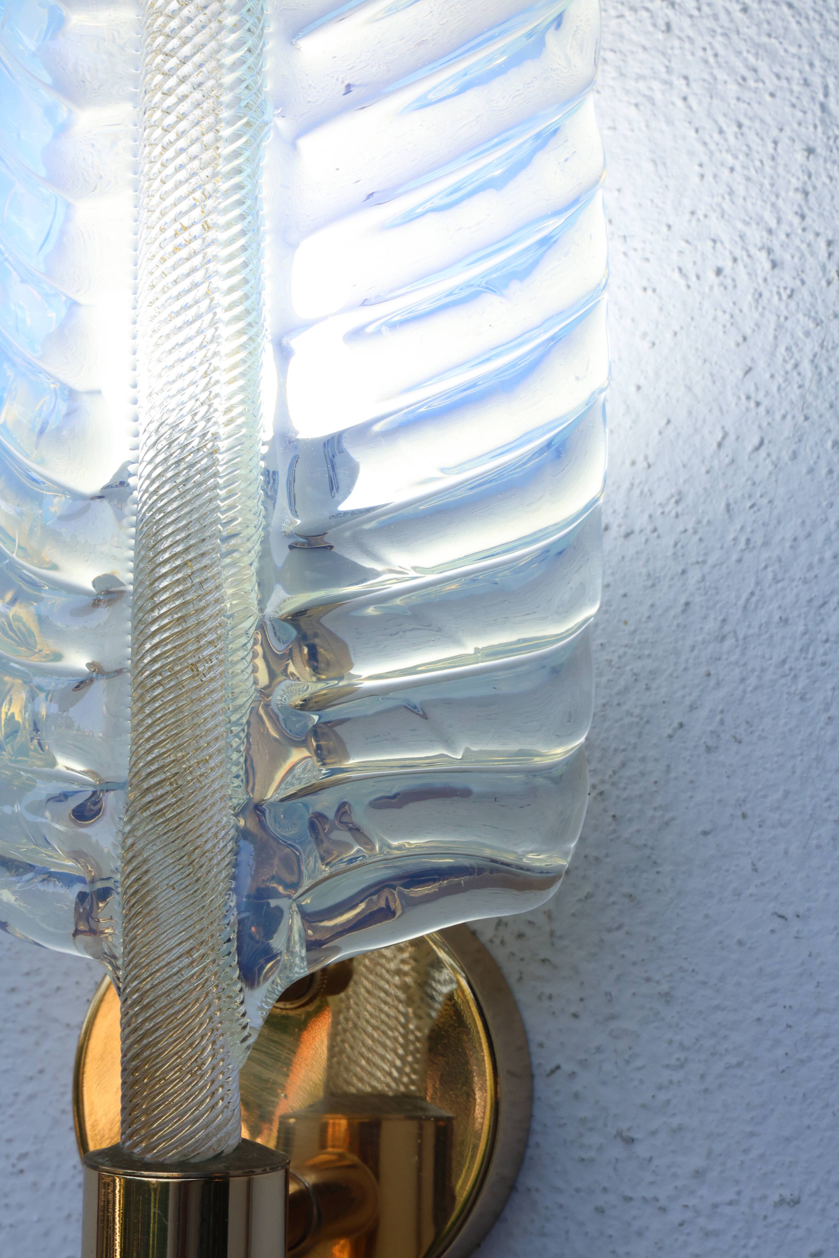 Rare Set of 2 Luxury Barovier e Toso Leaf Wall Light