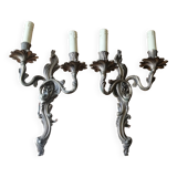 Paire d'applique en bronze de style louis xv rocaille