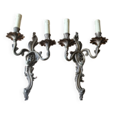 Pair of louis xv rocaille style bronze wall lights