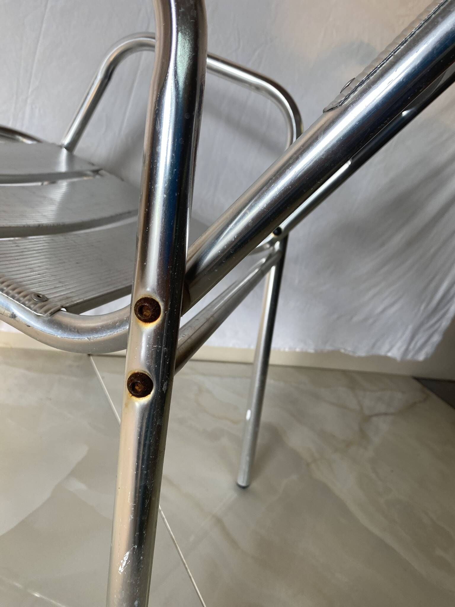 Set of 3 aluminum bistro chairs