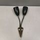 Older wall lamp with black metal shades and brass bend ‘arms’